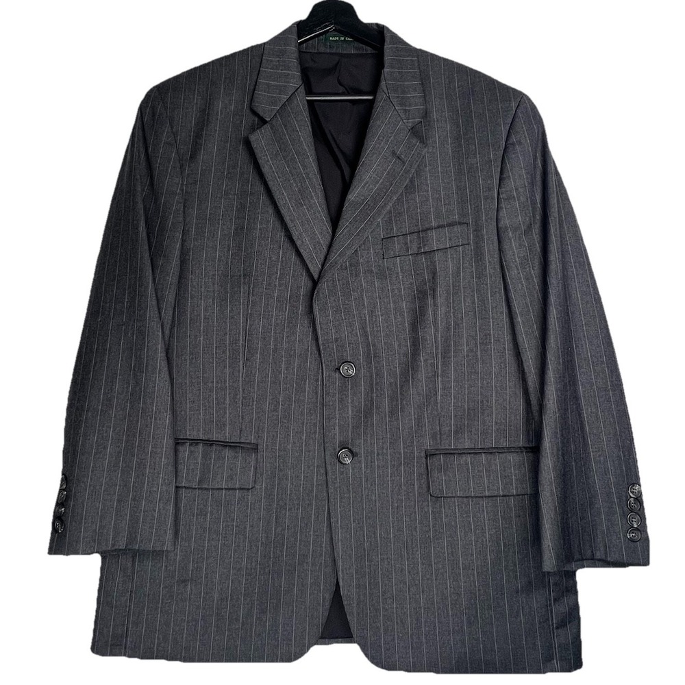 Lauren Ralph Lauren Men's Blazer‎ 42S Gray Pinstripe 100% Wool 2 Button
